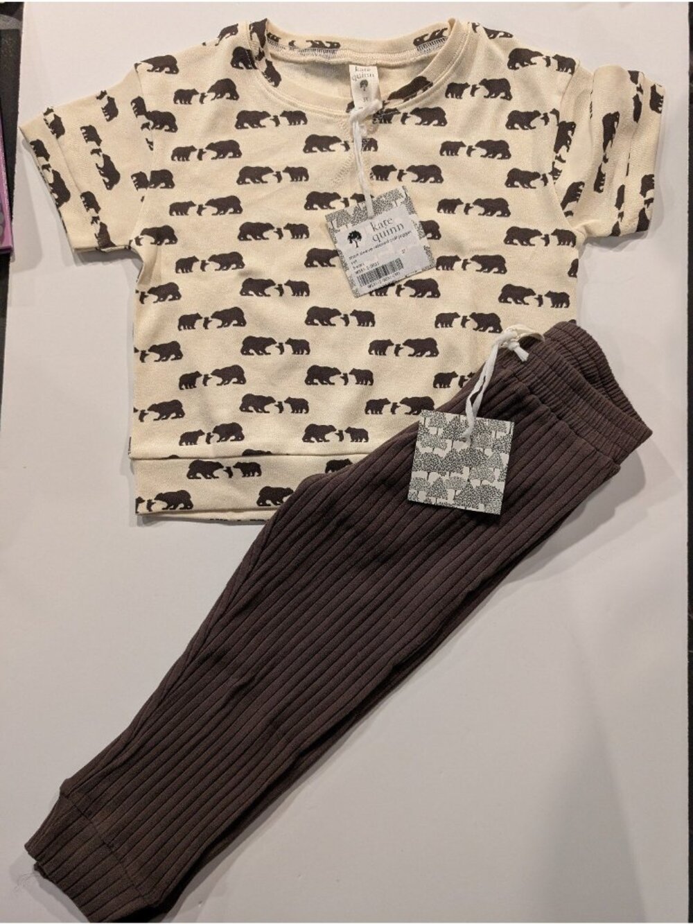 Kate Quinn Bear Print Short Sleeve & Jogger Set 3T Organic Cotton California 112
